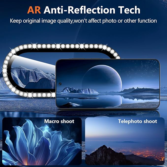 for Samsung Galaxy A37 Camera Lens Protector, Individual Metal Ring Tempered Glass Lens Cover, [Strong Adsorption] Scratch Resistant Ultra-Thin HD Clear Lens Cover, 1 Set-Black Diamond - Image 3
