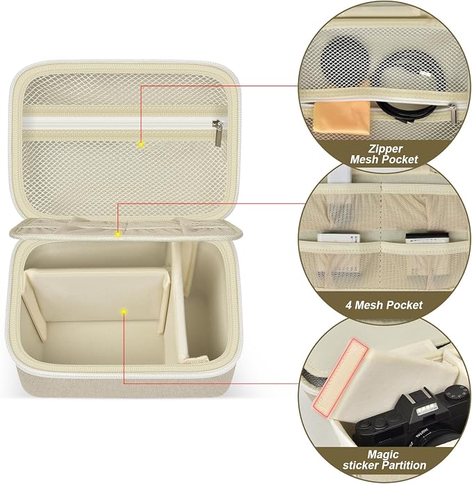 ANKHOH Vlogging Camera Case for Duluvulu/Zostuic/YIGLLO/Gavonde/Canon/Kodak | SD Card & Battery Storage, Accessory Pocket, Travel Carrying Bag, Case Only, For Creators Photography & Travel, White - Image 6