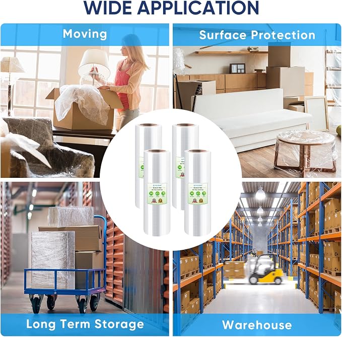 TICONN Stretch Wrap Roll, 18 in x 1000 ft Plastic Wrap for Moving Furniture | Odorless Industrial Strength Stretch Film, 300% Stretchability, Self-Adhering, Ideal for Furniture, Box Protection - Image 6