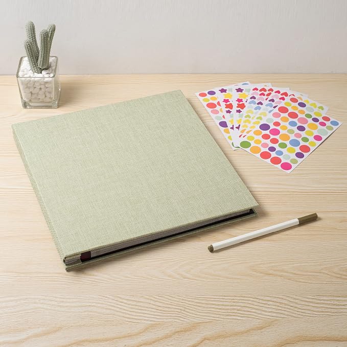 Large Photo Album Self Adhesive 4x6 8x10 10x12 13"x12.6" Scrapbook Album 12.6"x11" Inch 60 Black Sticky Pages Linen Cover Magnetic Photo Album with A Metallic Pen and DIY Stickers - Image 6