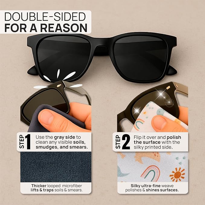 Microfiber Wholesale Quick Cloth Glasses Cleaning Cloths 8x8 Dinosaurs | 1-Pack with Case | Double-Sided Lens Cleaner for Eyeglasses, Camera & Screens | Reusable Microfiber Glass Polishing Cloths - Image 3