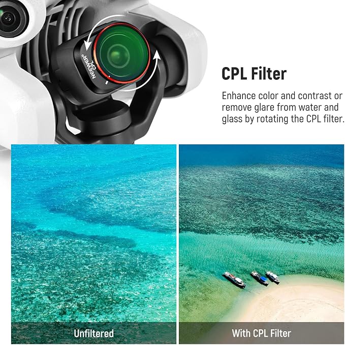NEEWER ND & CPL Filter Set Compatible with DJI Mini 4 Pro, 8 Pack UV CPL ND8 ND16 ND32 ND64 ND128 ND256 CPL Polarizer Neutral Density Drone Lens Filters, Multi Coated HD Optical Glass/Aluminum Frame - Image 4