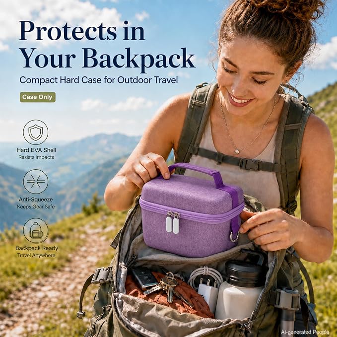 Comecase Large Travel 4K Vlogging Camera Case for Duluvulu/for AUREAPIX | Outdoor Camera Storage with 2 Dividers and Mesh Pocket, for Vloggers and Content Creators, Trip Ready, Full Purple- Case Only - Image 8