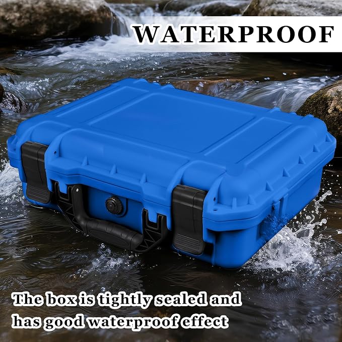 Relaxweex 1 Pcs Waterproof Hard Case with DIY Customizable Foam Insert Portable Protective Case with Knife for Camera Drones Equipments Tools Test Instruments(Blue,16.3 x 12.4 x 6.5 Inch) - Image 6