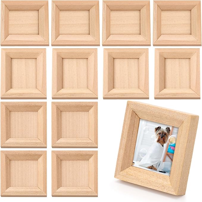 Halloscume 12 Pcs Dollhouse Picture Frames 1:12 Scale Miniature Picture Frames for Dollhouse Small Photo Frame Mini Wooden Dollhouses Accessories Mini House Decoration Simulation (Small) by Halloscume