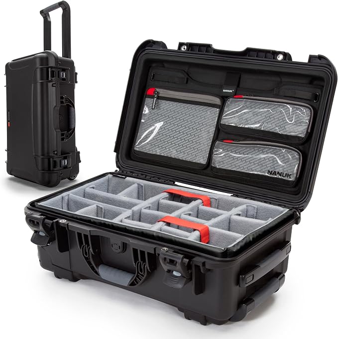 NANUK 935 Pro Photo Kit Camera Case, Waterproof Wheeled Hard Case, Carry-On | 22' x 14' x 9' - Dustproof, Padded Dividers, Impact Resistant, Airline Carry-On Approved by NANUK