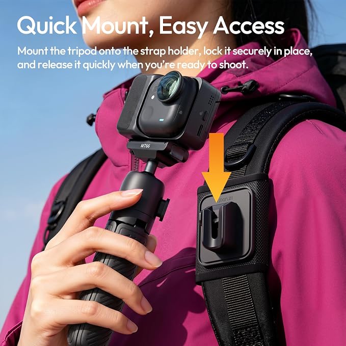ULANZI MT66 3-in-1 Quick Release Tripod for DJI Action 6/Nano/Xtra Atto | 3-in-1 Tripod Selfie Stick & Backpack Mount | Instant Magnetic Quick Release | 360° Ball Head | Portable 3.8oz Pocket Size - Image 2