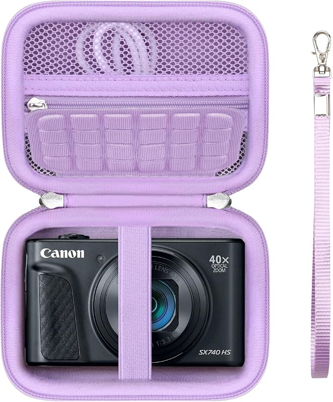 Carrying Case for Canon PowerShot SX740 HS, SX730 HS Camera, Purple | SX720 HS, SX620 HS, G7 X Mark III, G7 X Mark II Digital Camera, Storage Holder Travel Bag with Mesh Pocket for Battery Pack by Supmay