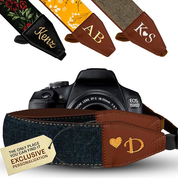 Art Tribute Camera Strap Personalized With Name - Shoulder, Crossbody & Neck Camera Strap for Photographers, Fits All Cameras, Canon Nikon Sony Fujifilm, Padded Strap W/Quick Release & Leather Ends by ArtTribute