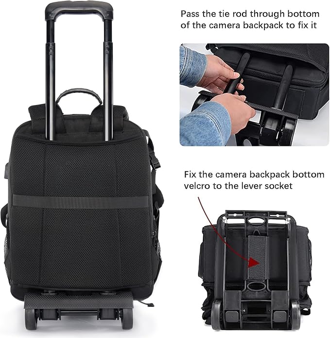 CADeN Camera Backpack Bag Professional for DSLR/SLR Mirrorless Camera Waterproof, Camera Case Compatible for Sony Canon Nikon Camera and Lens Tripod Accessories (Large, 5.0 Black) - Image 5