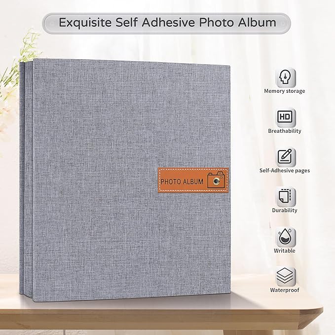 Popotop Large Photo Album Self Adhesive 4x6 5x7 8x10 Scrapbook Album DIY Picture Book,Gifts for Mom,Family Baby and Wedding,with Metal Pen and Plastic Board - Image 2