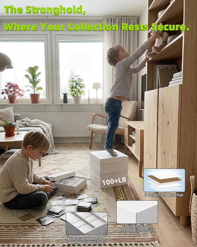 Card Storage Bbox, 4 Row Card Box for Standard Card with Card Stoppers 4Pcs | 4 Row Cardboard Storage Box for Standard Card Laminated Cardboard Surface Card Stopper - Image 8