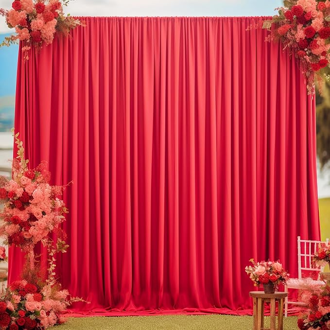 Red Backdrop Curtains 10 Panels-Wrinkle-Free Polyester Photography Drapes Party Photo Backgrounds for Wedding Christmas Photo Backdrops- 40 X10FT - Image 7