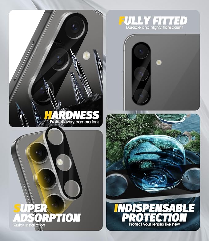 Orzero (3 Pack) Camera Lens Protector Compatible for Samsung Galaxy S24 FE/S24 Plus, Protector de Cámera Tempered Glass 9H Anti-Scratch Case Friendly Does Not Affect Night Shots and Flash - Image 3