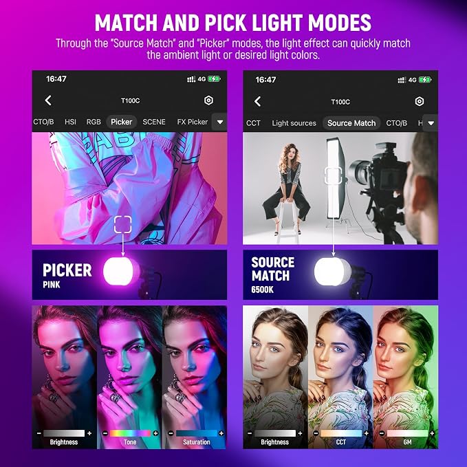 NEEWER RGB Softbox Lighting Kit with App Control & 9 Effect Modes, 2 Pack 26W FCC/IC/UL Certified LED Bulbs CRI93+ TLCI98+, E26 Porcelain Sockets, 24" Softboxes, for Studio Photography Lighting, NK800 | 9 Effects, 26W LED Bulbs, CRI93+, TLCI98+, E26 Po... - Image 5