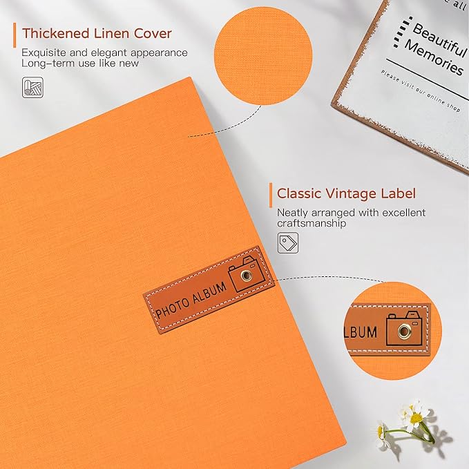 Popotop Large Photo Album Self Adhesive 4x6 5x7 8x10 Scrapbook Album DIY Picture Book,Gifts for Mom,Family Baby and Wedding,with Metal Pen and Plastic Board - Image 3