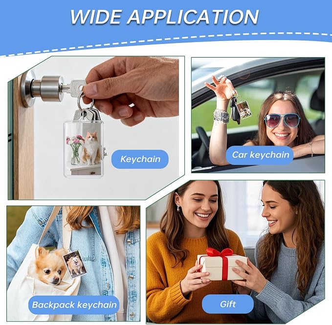 ZZYFGH 16 Pcs Photo Frame Keychain (2 * 3 inch) Picture Frame Keychains Bulk, Acrylic Clear Rectangle Photo Keychain for DIY Craft Graduation Gift - Suitable for Photo Size 1.75 inch x 2.75 inch - Image 5