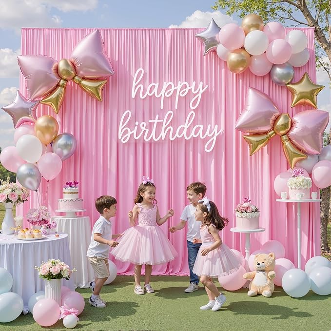 40ftx10ft Pink Backdrop Curtains for Parties, Wrinkle Free 8 Panels Silky Polyester Photo Backdrop Drapes Back Drop Cloth for Wedding Birthday Photography Baby Shower Decor - Image 7