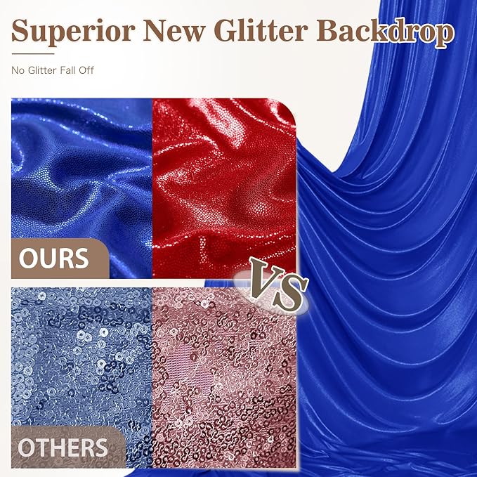 20ft x 10ft Red Royal Blue Sequin Backdrop Curtain for Parties, Wrinkle Free Glitter Photo Backdrop Drapes 4 Panels 5x10ft Back Drop Cloth for Wedding Photography Background - Image 2