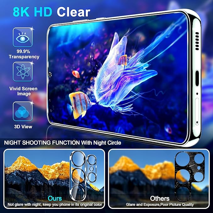 firtstnow 3 Pack for Samsung Galaxy S26 Ultra Screen Protector Tempered Glass + 3 Pack Camera Lens Protector, Military Grade Shatterproof, 9H Hardness, Fingerprint Unlock,Case Friendly 6.9 Inch - Image 3
