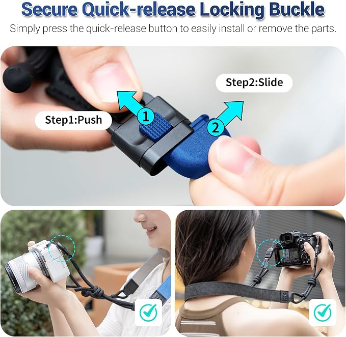 Blue Minimalist Denim lifestyle Camera Shoulder Neck Strap with Quick Release for Most Mirrorless Cameras Canon EOS R50 R10 Fuji X-T30 III XT-50 Nikon Z5 Z50 II Z fc Zf, Adjustable Comfortable Strap - Image 3