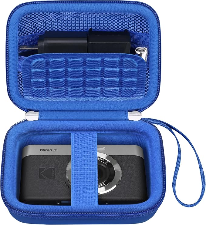 Canboc Carrying Case for KODAK PIXPRO C1 Friendly Zoom Digital Camera | For Canon PowerShot ELPH 360 HS A/ 360 HS/ 360/ IXY 650 Digital Camera, Mesh Pocket fit Cable, SD Card, Blue (Case Only) by Canboc