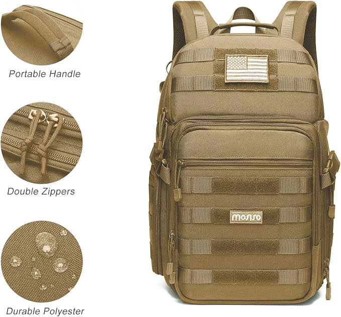 MOSISO Camera Backpack, DSLR/SLR/Mirrorless Tactical Camera Bag Case | Photography Bag with Laptop Compartment Compatible with Canon/Nikon/Sony, Khaki - Image 5