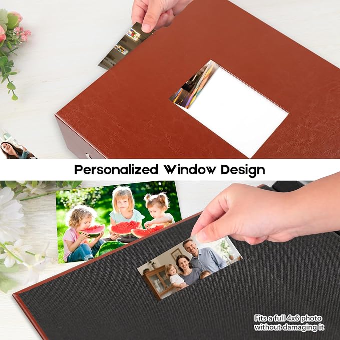 Veicevol Extra Large Photo Album 4x6 Pictures Holds 1000 Photos, Brown | PU Leather Hardcover, Horizontal and Vertical Photos, Removable Black Acid-Free Pages, Family Wedding & Everyday Photos - Image 4