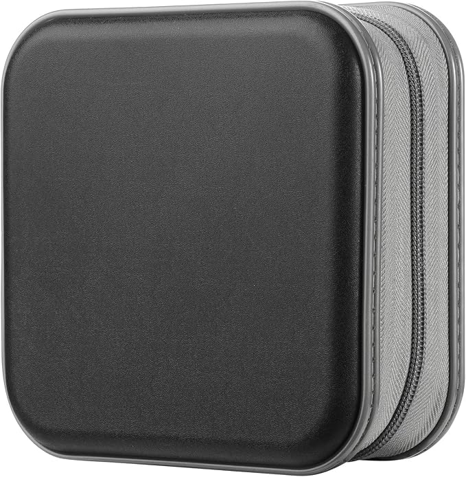 alavisxf xx CD Case, 48 Capacity Hard Plastic Zipper Disc Wallet for Car | DVD Holder, Portable Hand Strap, Anti-Slip Sleeves, Scratch-Resistant Sleeves, Disc Storage Organizer, for Home Office Travel by alavisxfxx