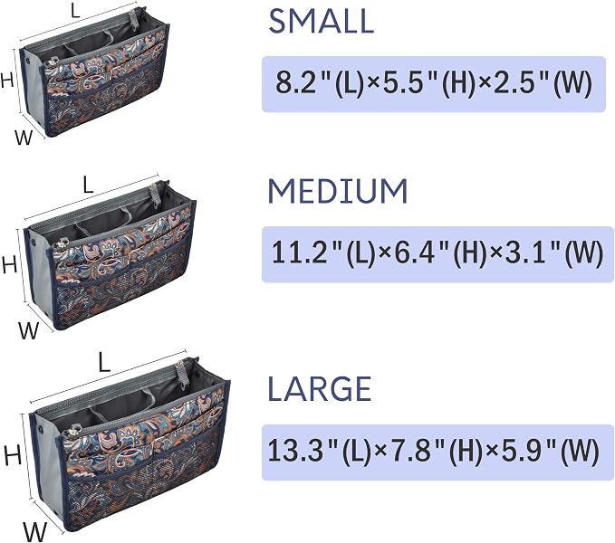 Vercord Purse Organizer Insert for Handbags Bag Organizers Inside Tote Pocketbook Women Nurse Nylon 13 Pockets Splash Wave Small - Image 2