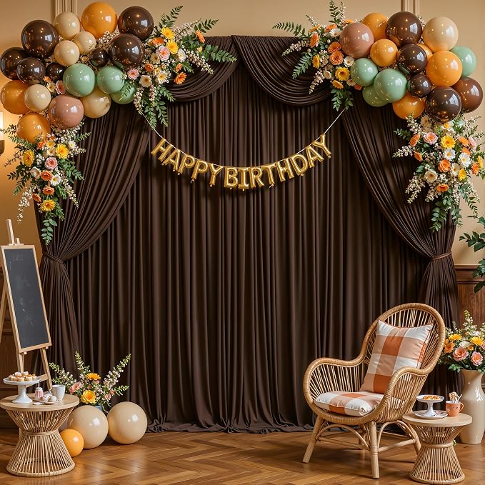 Dark Brown Backdrop Curtains-Wrinkle-Free Polyester Photography Drapes Party Curtain Background for Baby Shower Wedding Decorations- 24 X10FT - Image 6