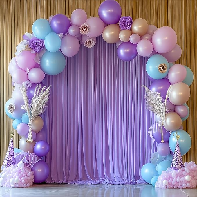 Lavender Purple Backdrop Curtain Drapes for Parties, 2Pack 10x10FT | Wrinkle Free Polyester Curtain Backdrop Draping Fabric for Backdrop Photoshoot Birthday Party Background, 4 Panel 5x10FT - Image 6