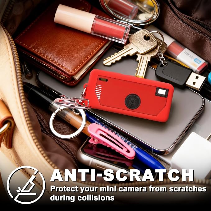 Silicone Case for Kodak CHARMERA Millennium Keychain Mini Digicam Blind Box | Soft Keychain Camera Sleeve, Precise Cutouts, Case-On Charging & SD Card Access, For Collectors & Daily Carry, Red - Image 6