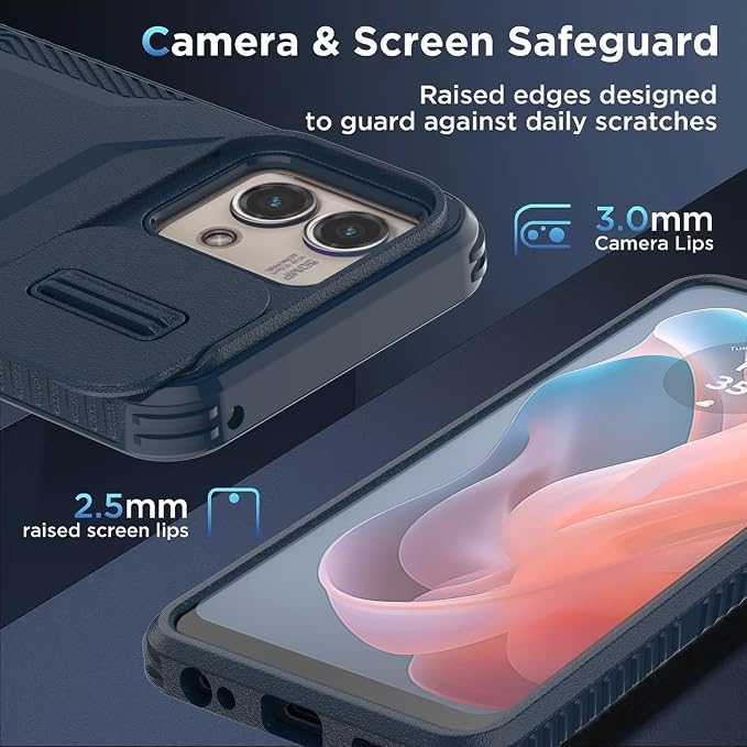 for Motorola G Stylus 5G 2023 Case with 1 HD Screen Protector & Slide Camera Cover [Military-Grade] Phone Case Heavy Duty Rugged Shockproof Protective Cover for Moto G Stylus 5G 2023(Blue) - Image 5