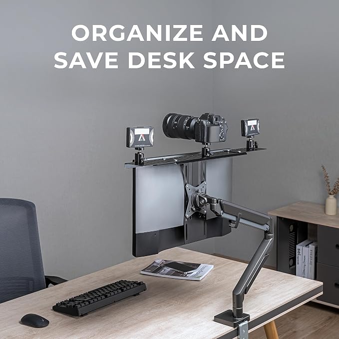 HumanCentric DSLR Monitor Mount Extra Large, Desk Camera, Webcam & Mic | Microphone Shelf for Monitor VESA Arm, Replace Clamp Tripods, 100x100mm Patterns, Aluminum, Hardware Included - Image 8