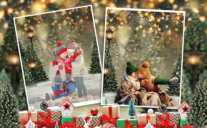Mocsicka 10x8ft Winter Snowflake Christmas Tree Backdrop Christmas Glitter Bokeh Newborn Baby Shower Birthday Photo Backdrops Xmas Pine Tree Party Decors Photography Background - Image 5
