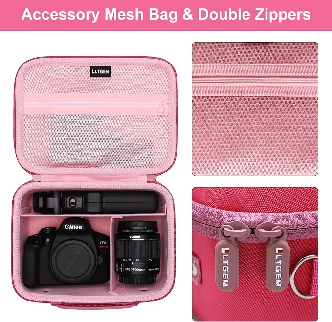 Small Camera Case Bag for Canon EOS Rebel T7/R50//R100 DSLR Camera Rosein | Hard Carrying Travel Case for Canon EOS Rebel T7/R50//R100/R6 Mark II/R8/R6 Mark III/R50 V/T6/R10/R5 Mark II DSLR SLR Camera - Image 4