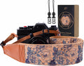 Padwa Lifestyle Cork Camera Strap - 2" Top Layer Cowhide Head Camera Straps for Photographers,Natural Log Crackle Art Print Style,Soft Chamois Velvet Padded Strap Quick Release fits All Cameras by PadwaLifestyleCameraStrap