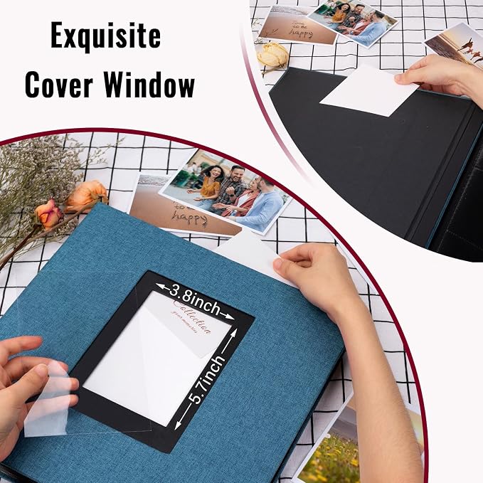 Linen Photo Album 4x6 Large Capacity 1000 Pockets Pictures Fabric Cover Books Albums Wedding School Family Anniversary Baby Memory Engagement Travel Albums(Blue, 1000 Pockets) - Image 3
