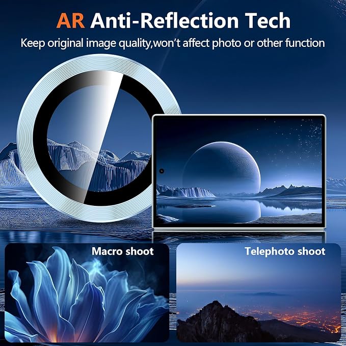 for Samsung Galaxy Z Fold 8 Camera Lens Protector, Individual Metal Ring Tempered Glass Lens Cover, [Strong Adsorption] Scratch Resistant Ultra-Thin HD Clear Lens Cover, 1 Set-Blue - Image 3