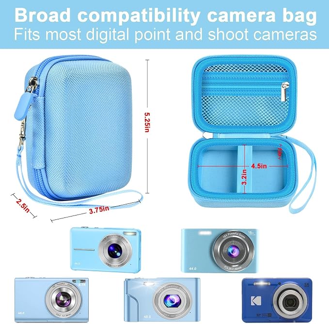 ALKOO Digital Camera Case for CAMKORY, Camera Pouch for KODAK Pixpro -Blue | for Lecran/for VAHOIALD Point and Shoot Camera, Hard Carrying Case with Mesh Pocket, Compact for Vlogging, Travel and Storage - Image 3