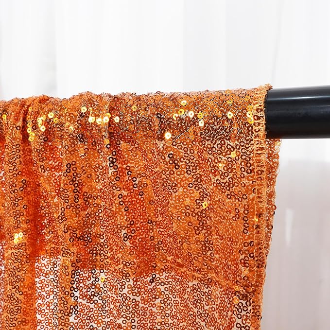 Poise3EHome Orange Sequin Backdrop, 10Ft x 10Ft Glitter Photography Background Curtains for Halloween Party Wedding Birthday Christmas Thanksgiving Decoration - Image 3