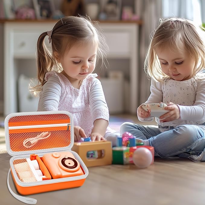 Kids Instant Print Camera Case, Travel Storage Bag for Girls Boys | for ESOXOFFORE for Dylanto for Anchioo for WEEFUN for GKTZ for Amzelas for Mafiti, Mesh Pocket, Wrist Strap, Orange - Image 6