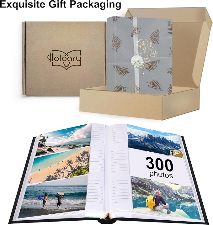 Holoary Photo Album 4x6 300 Photos, 300 Pockets 4”x6” Picture Album, Linen Fabric Cover Big Picture Book for Photos with Writing Area, 4x6 Photo Albums for Family Weddings Travel Memories(Black) - Image 9