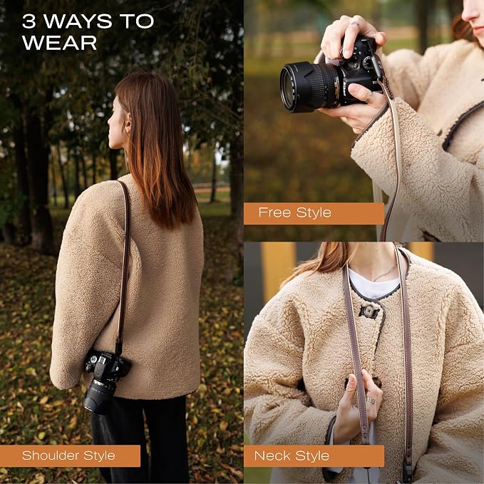 Slim Leather Camera Strap with Quick Release, Neck, Shoulder Strap - Image 4