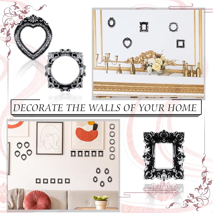 Vicenpal 25 Pcs Vintage Sliver Mini Vintage Picture Frames Bulk | Small Vintage Photo Frames, Antique, Resin, Baroque, Ornate, Cute Wallet Size, for DIY Jewelry Gifts Christmas Wedding Decor - Image 5