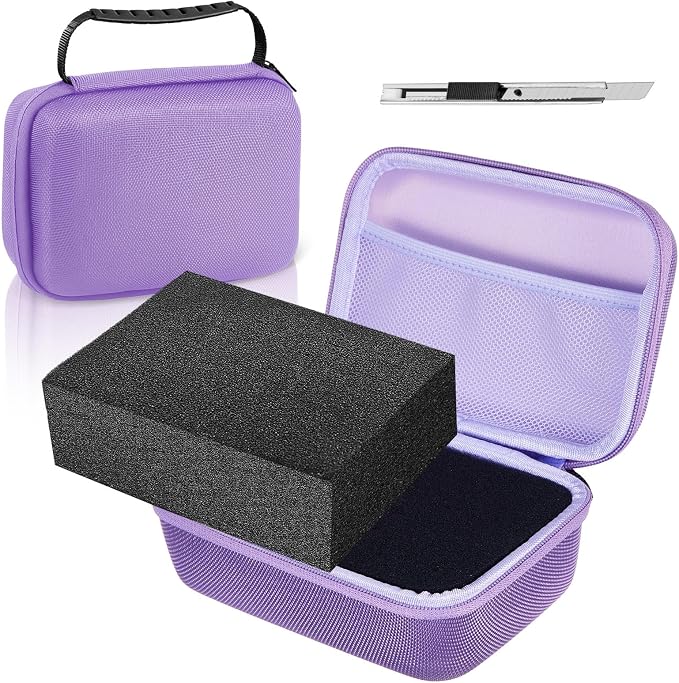 Relaxweex Hard Case with Foam, 7.1 X 4.7 X 3.1 Inch, Purple | EVA Waterproof Shockproof Case, Customizable Foam for Camera Electronics Instruments, Digital Products, with Knife by Relaxweex