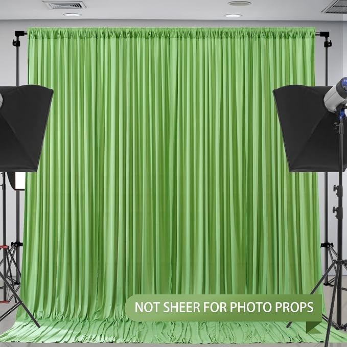 Sage Green Backdrop Curtain 8 Panels-Wrinkle-Free Green Curtains Polyester Photography Drapes for Baby Shower Birthday Party Photo Background Backdrop Stand- 32 X10FT (Sage Green) - Image 7