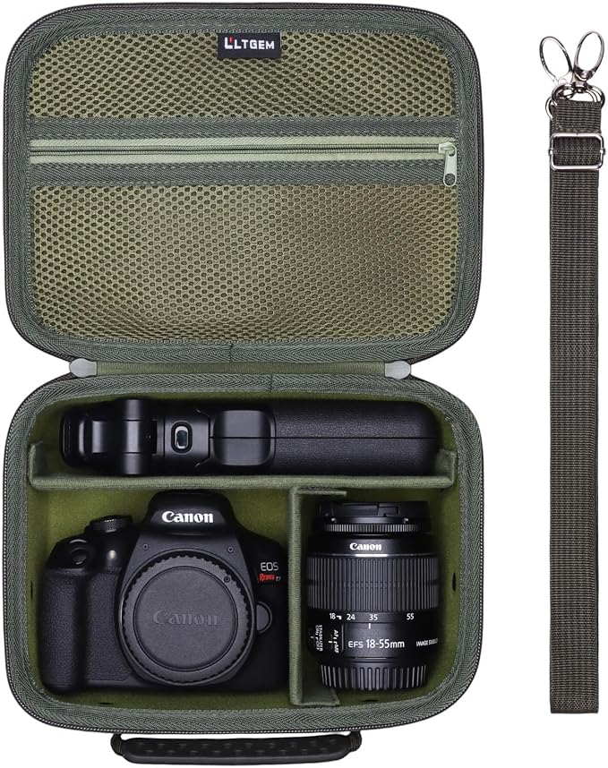 Small Camera Case Bag for Canon EOS Rebel T7/R50//R100 DSLR Camera Green | Hard Carrying Travel Case for Canon EOS Rebel T7/R50//R100/R6 Mark II/R8/R6 Mark III/R50 V/T6/R10/R5 Mark II DSLR SLR Camera by LTGEM