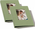 Small 4x6 Photo Album 24 Pockets Linen Cover Light Green 2 Pack | Linen Cover, Front Window, Portable Mini Picture Book, Travel Wedding Memories by Remowith